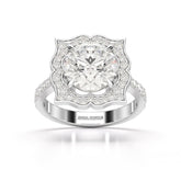 3.65 CT Lab Diamond Halo Round Cut Flower Ring